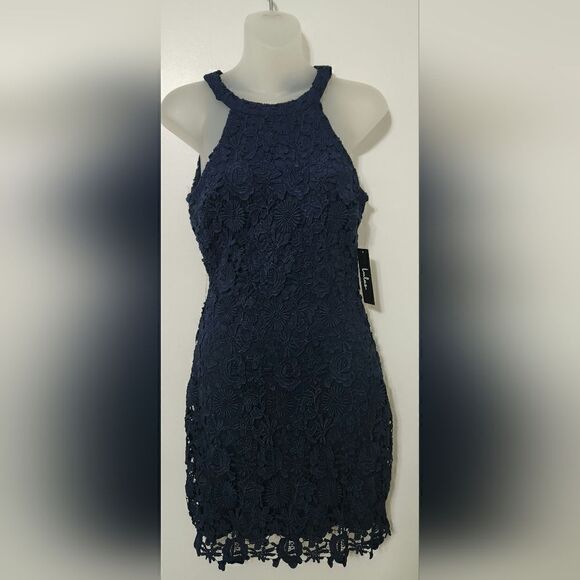 Lulus love poem navy blue lace mini dress size XS - Picture 2 of 7